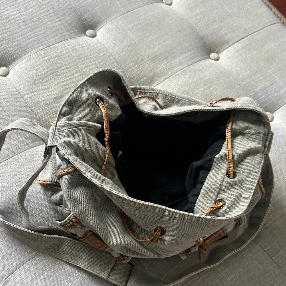 Non Signe Y2K Vintage Green Distressed Denim Double Pocket Messenger Bag